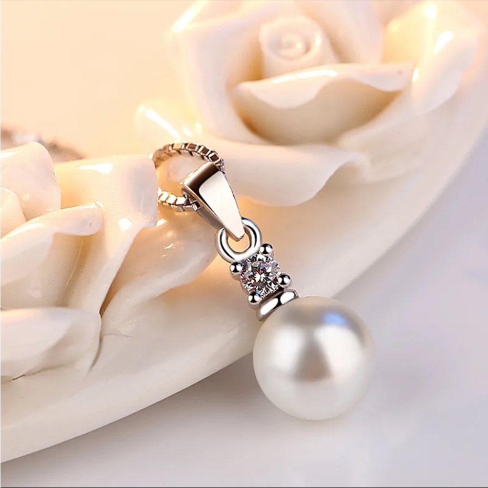 Pearl CZ Sterling Necklace